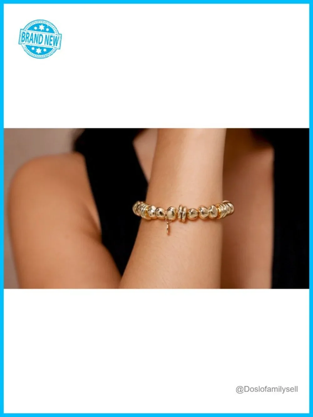 18K Gold/Silver Plated Beaded Stretch Bracelet Stackable Balls
